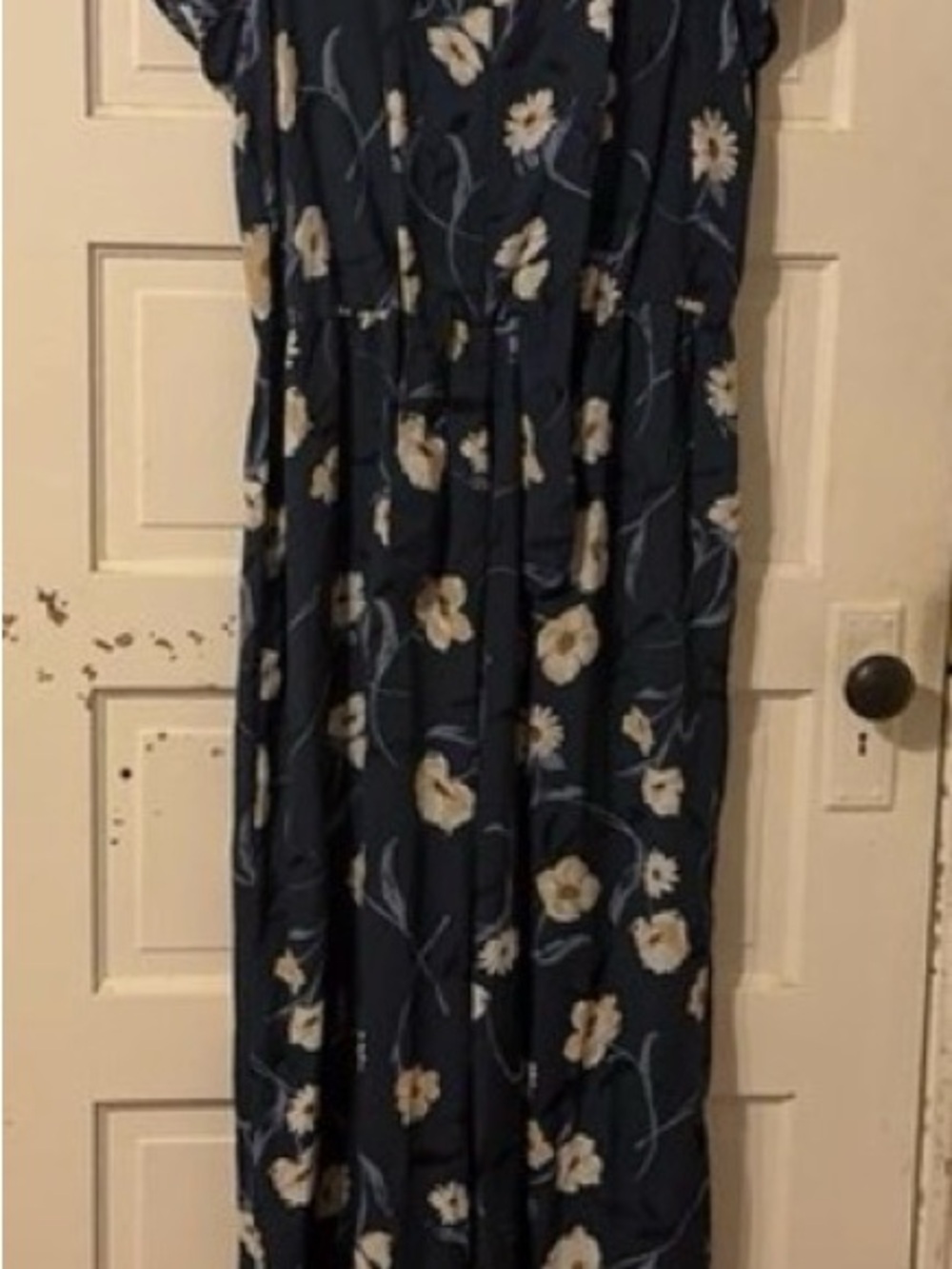 Apt. 9 Navy Floral Jumpsuit with Cream Blossoms